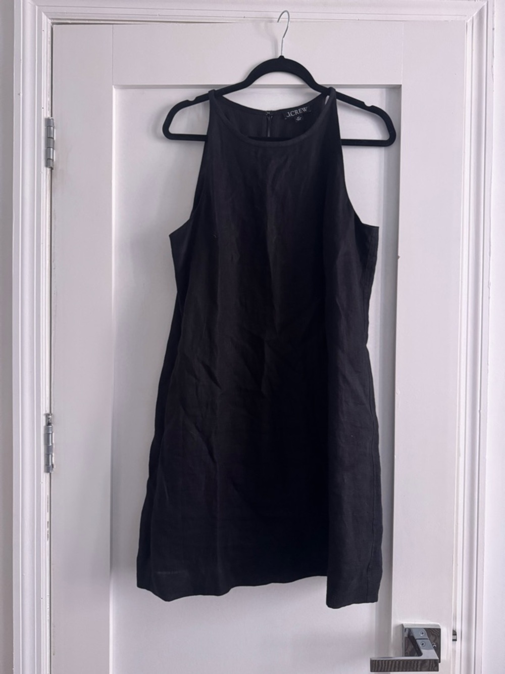 J. Crew Women's Black Linen Sleeveless Shift Dress Size Medium Tall